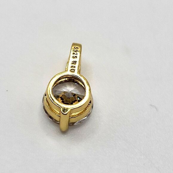 Sterling Silver 2 Carat Crystal S925 R1D Solitaire Pendant 0.5in 1.5g - Picture 3 of 4